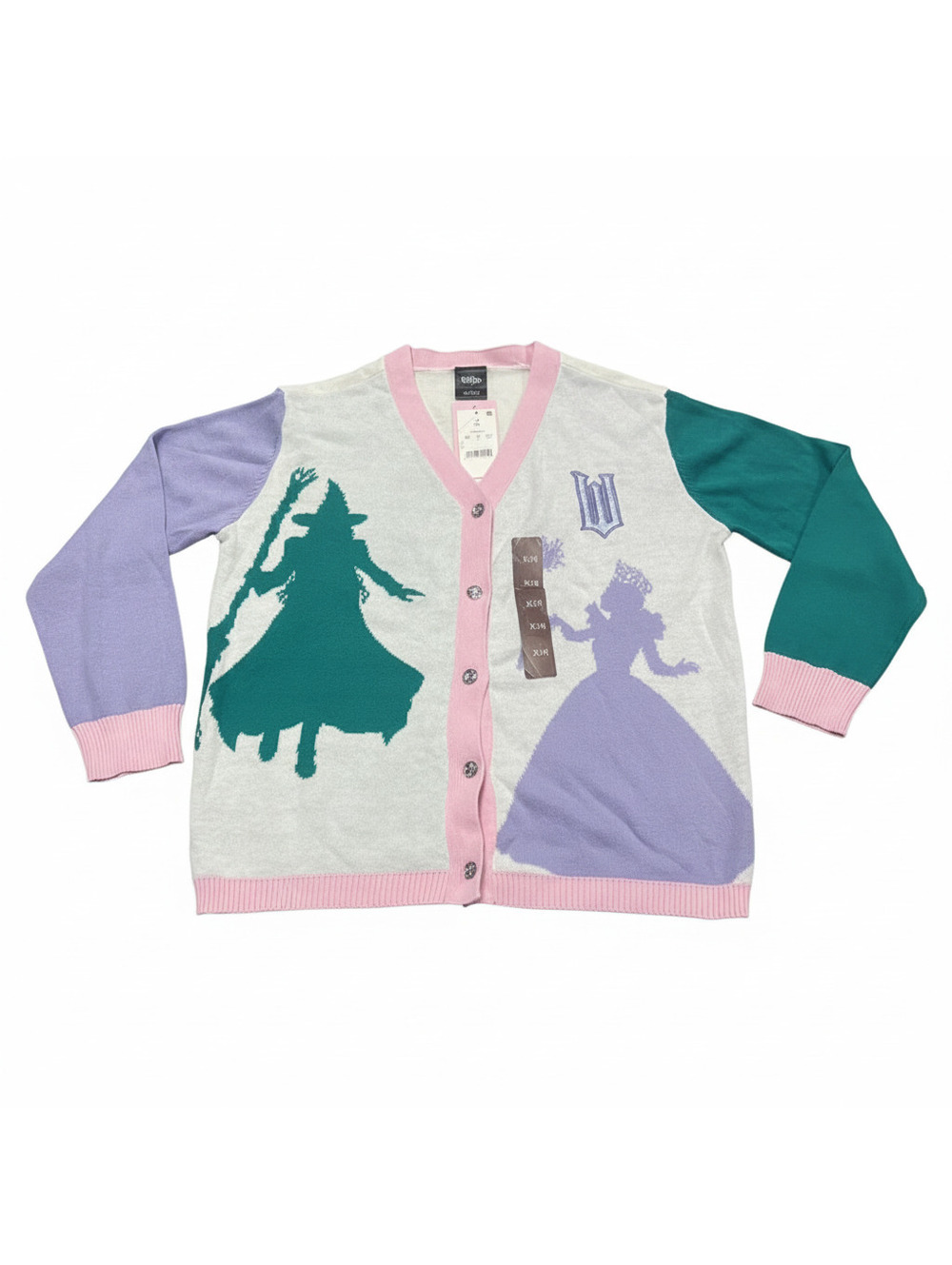 Wicked Glinda & Elphaba Colorblock Cardigan Girls XL 14